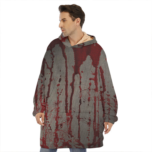 Bloody Metal Wall Print Hoodie Blanket