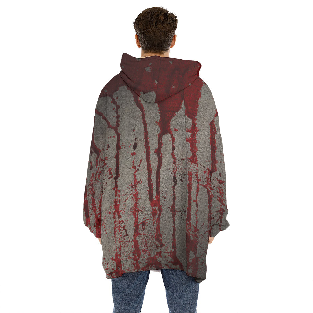 Bloody Metal Wall Print Hoodie Blanket