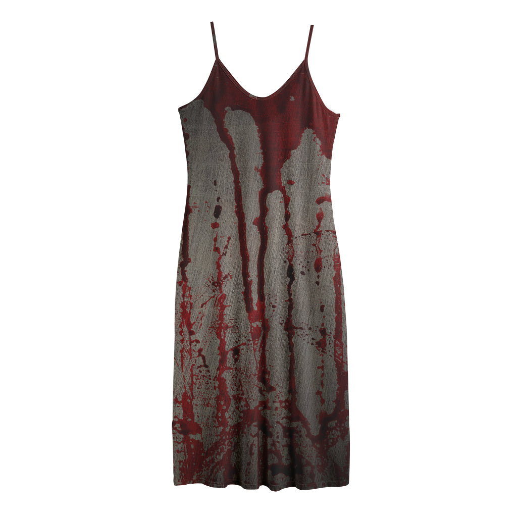 Bloody Metal Wall Print Jersey Midi Cami Dress