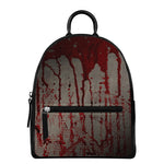Bloody Metal Wall Print Leather Backpack