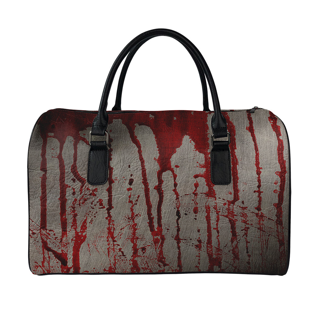 Bloody Metal Wall Print Leather Duffle Bag