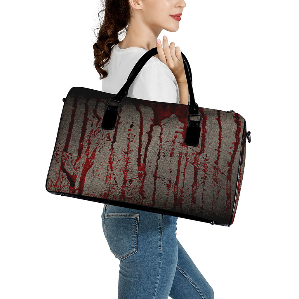 Bloody Metal Wall Print Leather Duffle Bag