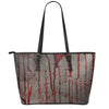 Bloody Metal Wall Print Leather Tote Bag