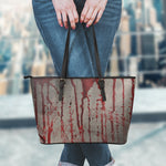 Bloody Metal Wall Print Leather Tote Bag