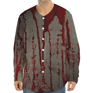 Bloody Metal Wall Print Long Sleeve Baseball Jersey