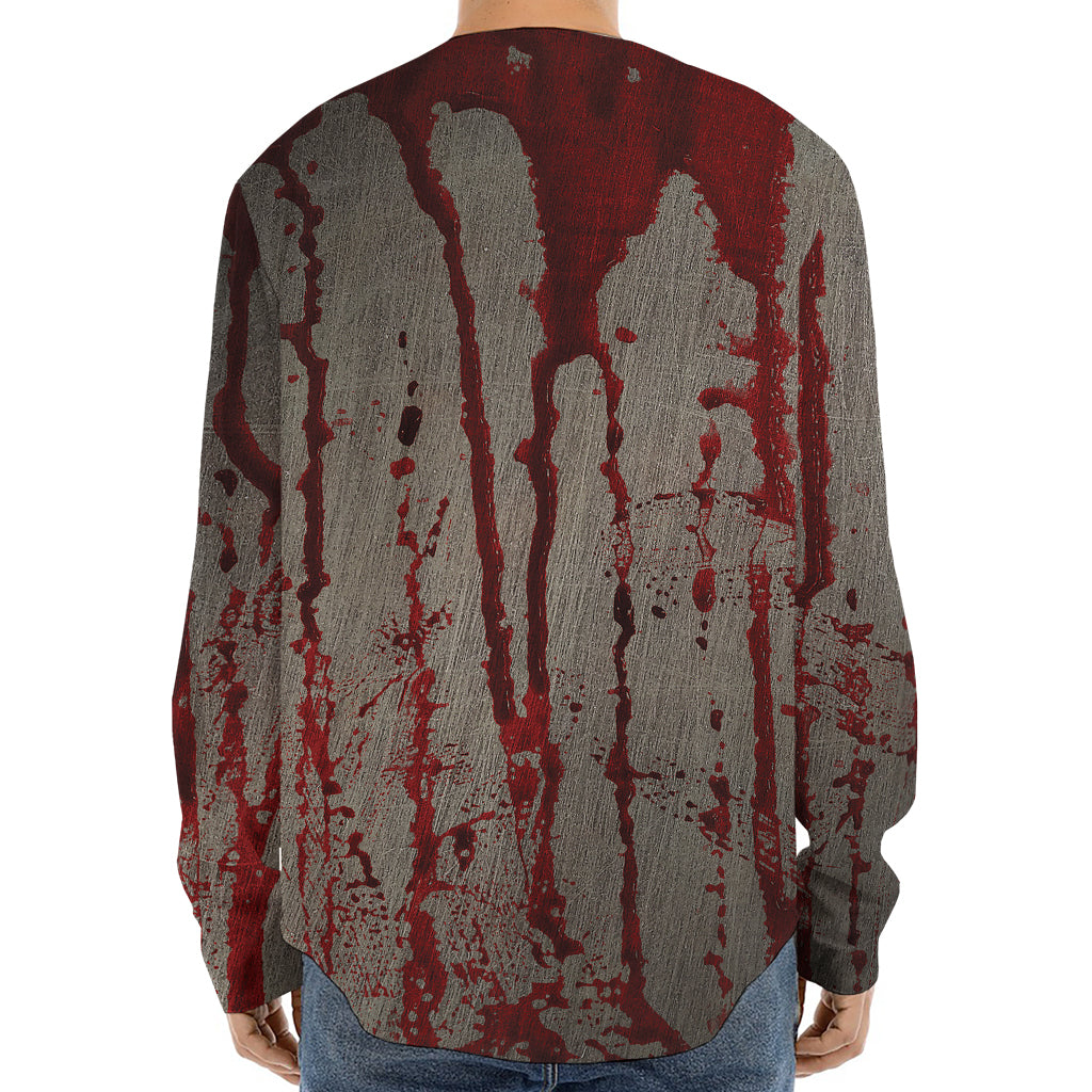 Bloody Metal Wall Print Long Sleeve Baseball Jersey