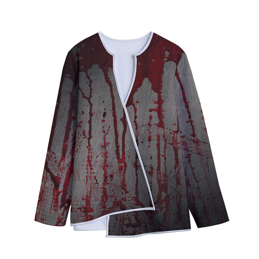 Bloody Metal Wall Print Long Sleeve Short Coat