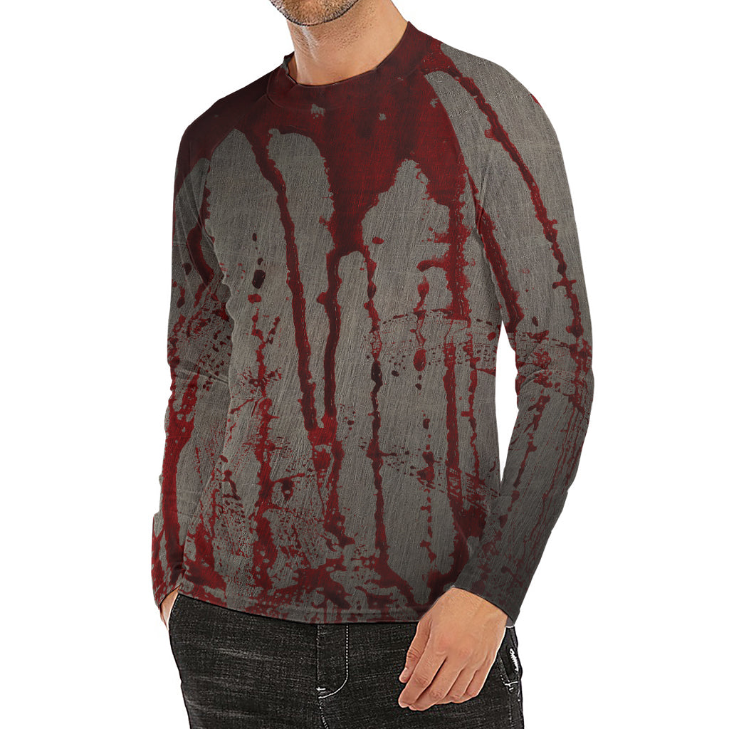 Bloody Metal Wall Print Men's Long Sleeve Rash Guard
