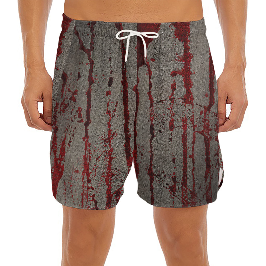 Bloody Metal Wall Print Men's Split Running Shorts