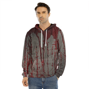 Bloody Metal Wall Print Men's Velvet Pullover Hoodie