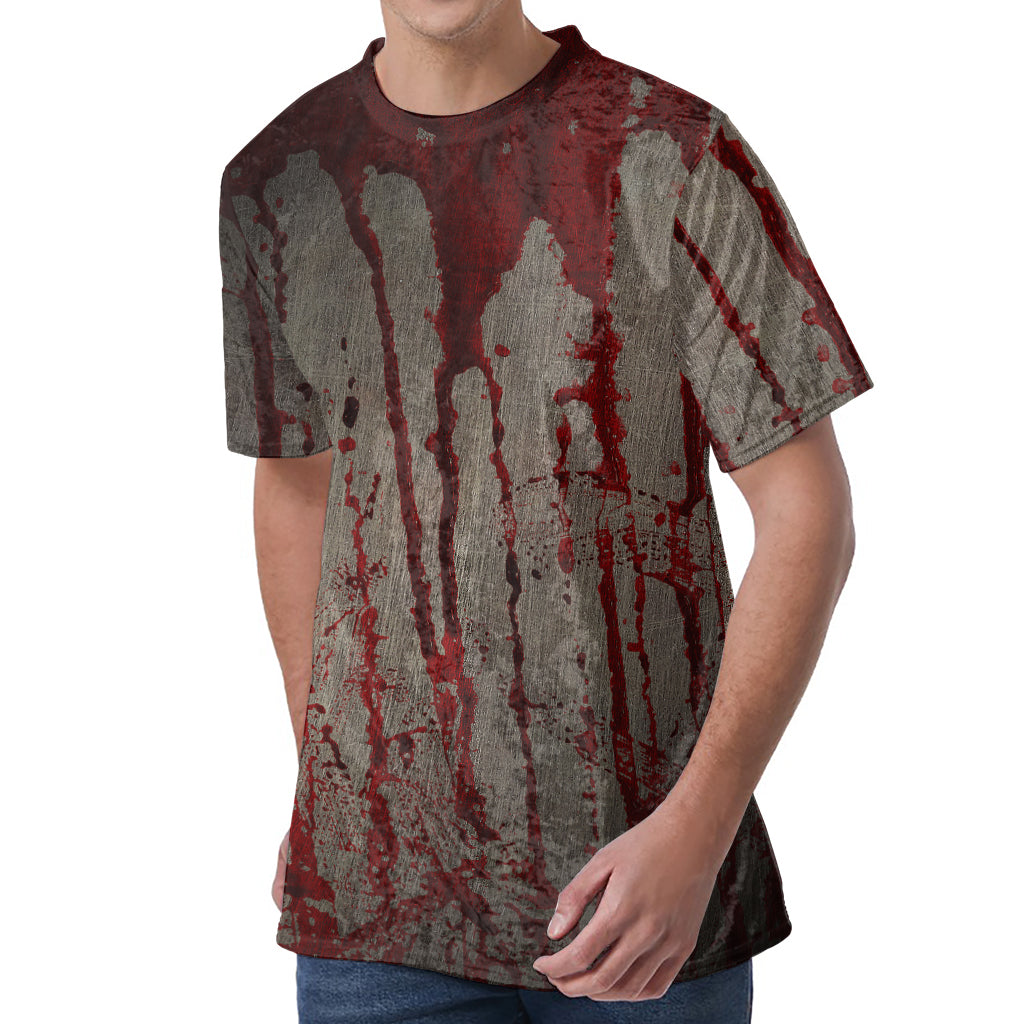 Bloody Metal Wall Print Men's Velvet T-Shirt