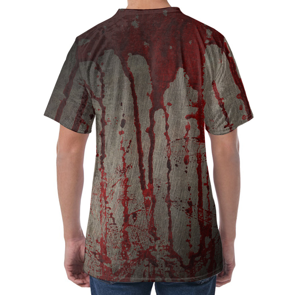 Bloody Metal Wall Print Men's Velvet T-Shirt