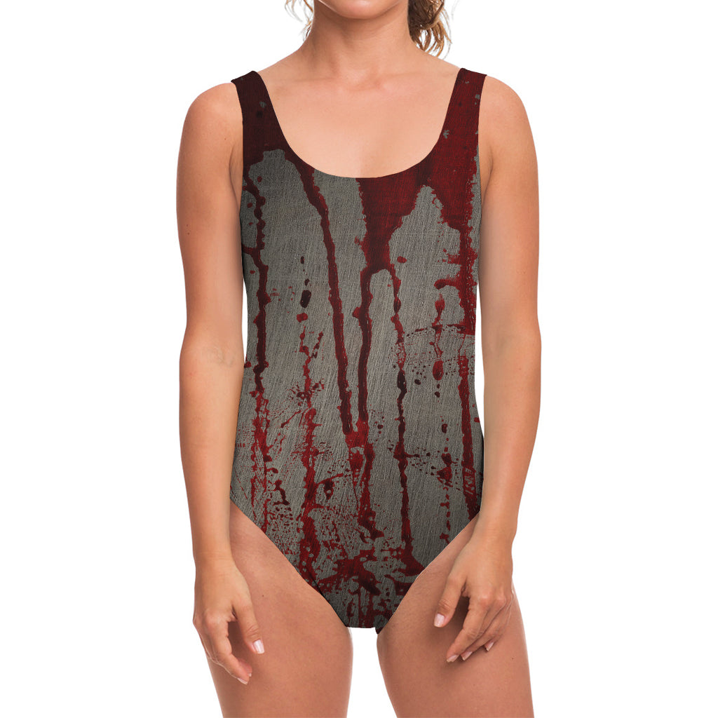 Bloody Metal Wall Print One Piece Swimsuit