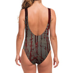 Bloody Metal Wall Print One Piece Swimsuit