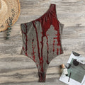 Bloody Metal Wall Print One Shoulder Bodysuit