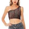 Bloody Metal Wall Print One Shoulder Crop Top