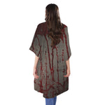 Bloody Metal Wall Print Open Front Beach Cover Up