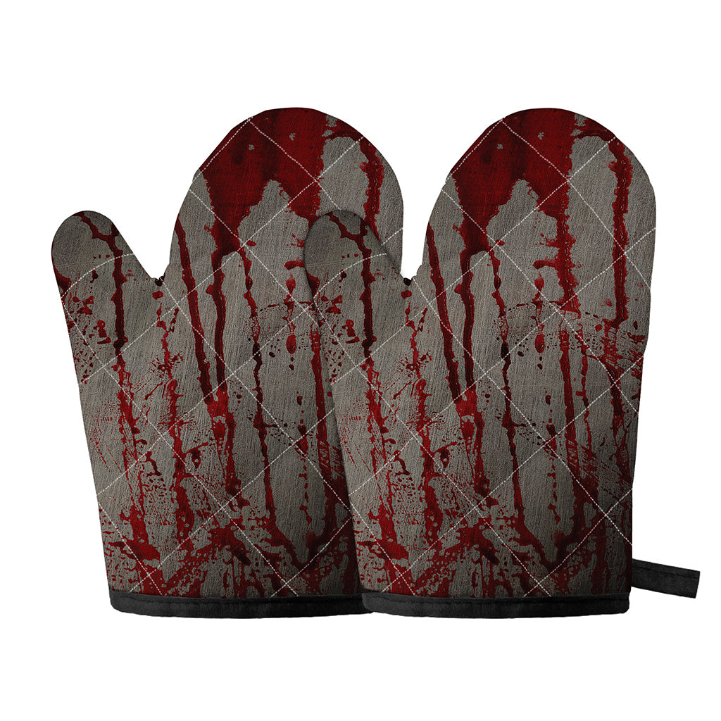 Bloody Metal Wall Print Oven Mitts