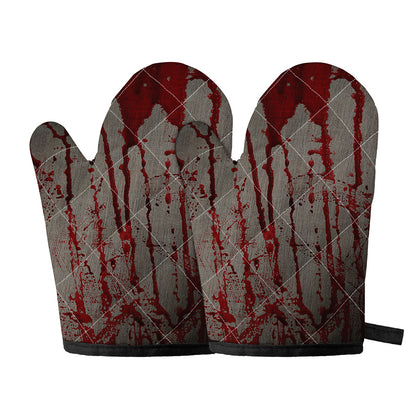 Bloody Metal Wall Print Oven Mitts