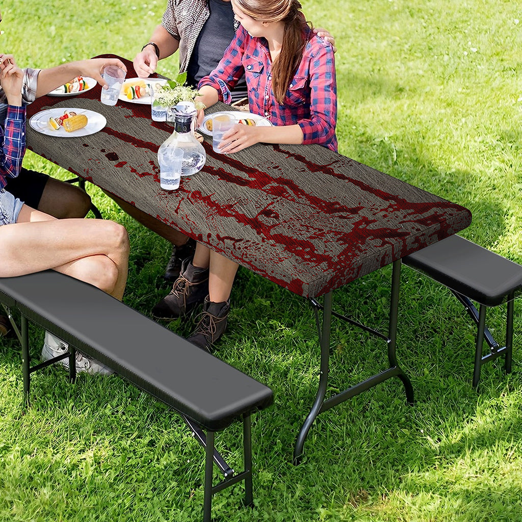 Bloody Metal Wall Print Picnic Table Cover