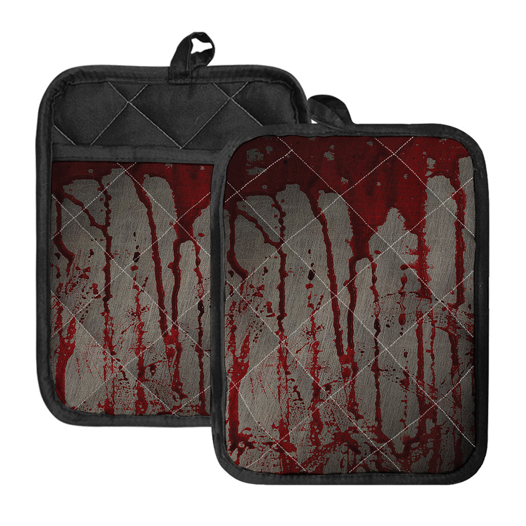 Bloody Metal Wall Print Pot Holders With Pocket