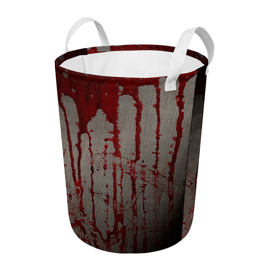 Bloody Metal Wall Print Round Laundry Basket