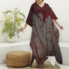 Bloody Metal Wall Print Silk V-Neck Kaftan Dress