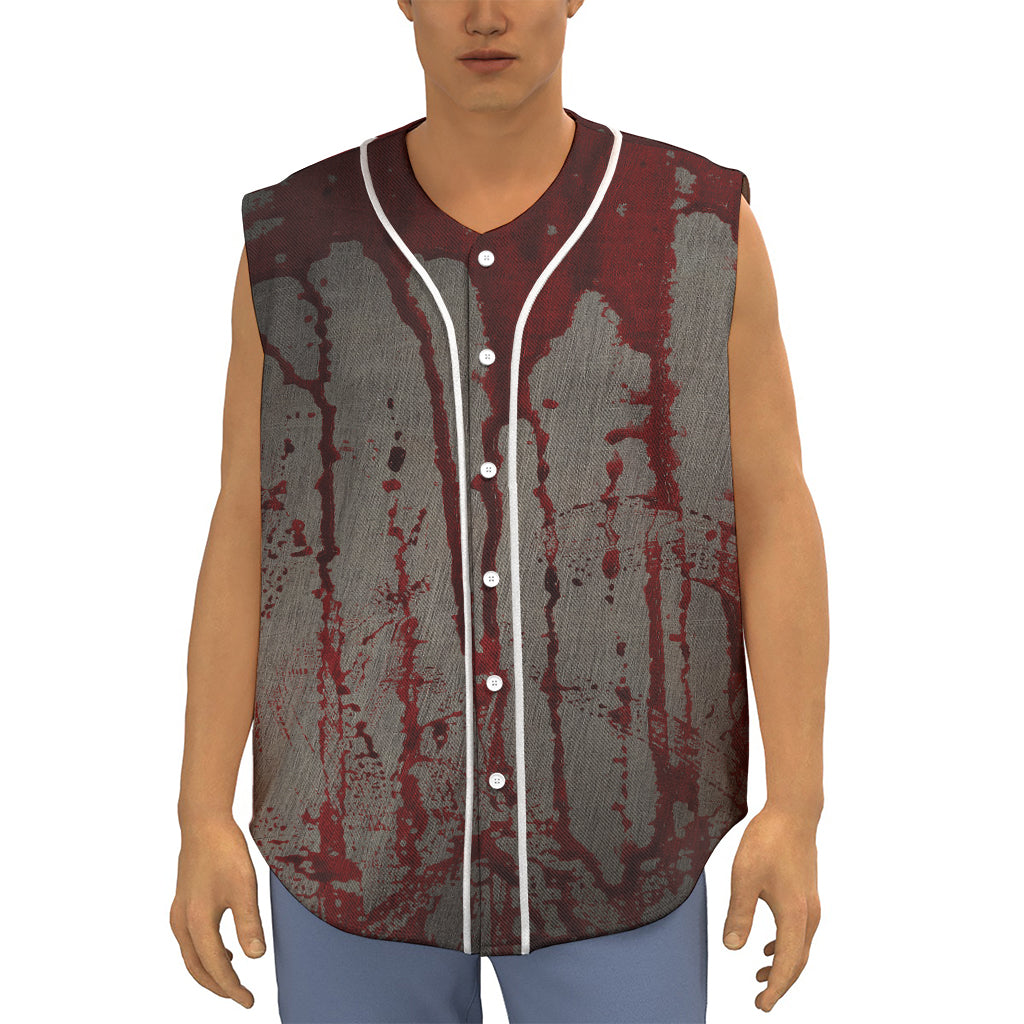 Bloody Metal Wall Print Sleeveless Baseball Jersey