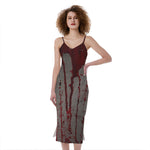 Bloody Metal Wall Print Slim Fit Midi Cami Dress