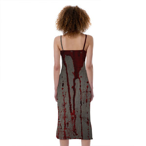 Bloody Metal Wall Print Slim Fit Midi Cami Dress