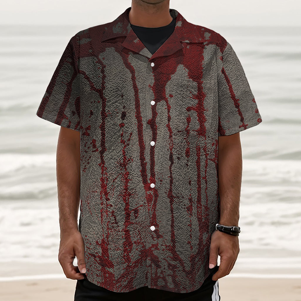 Bloody Metal Wall Print Textured Short Sleeve Shirt