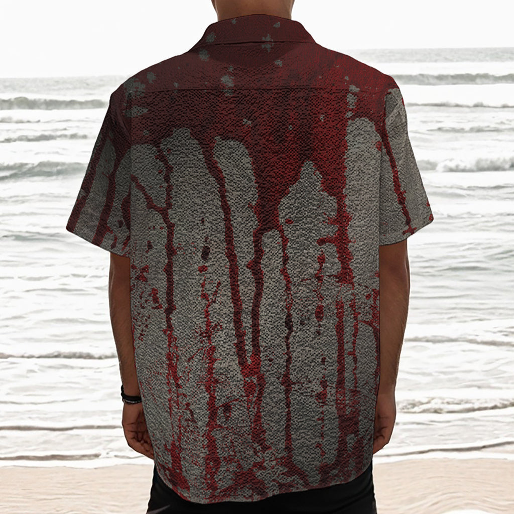 Bloody Metal Wall Print Textured Short Sleeve Shirt