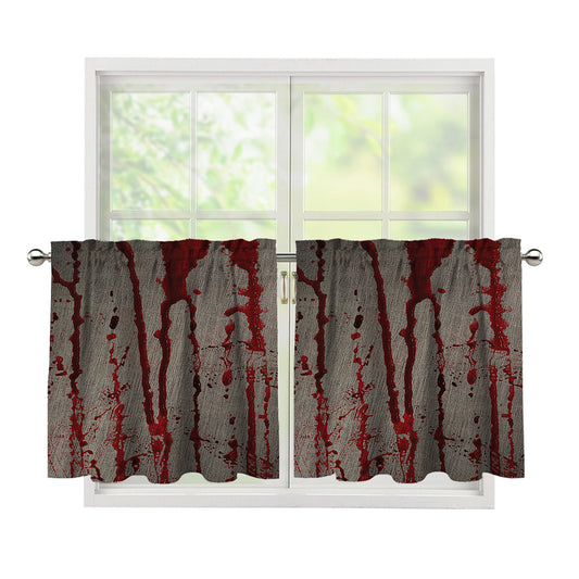 Bloody Metal Wall Print Tier Curtains