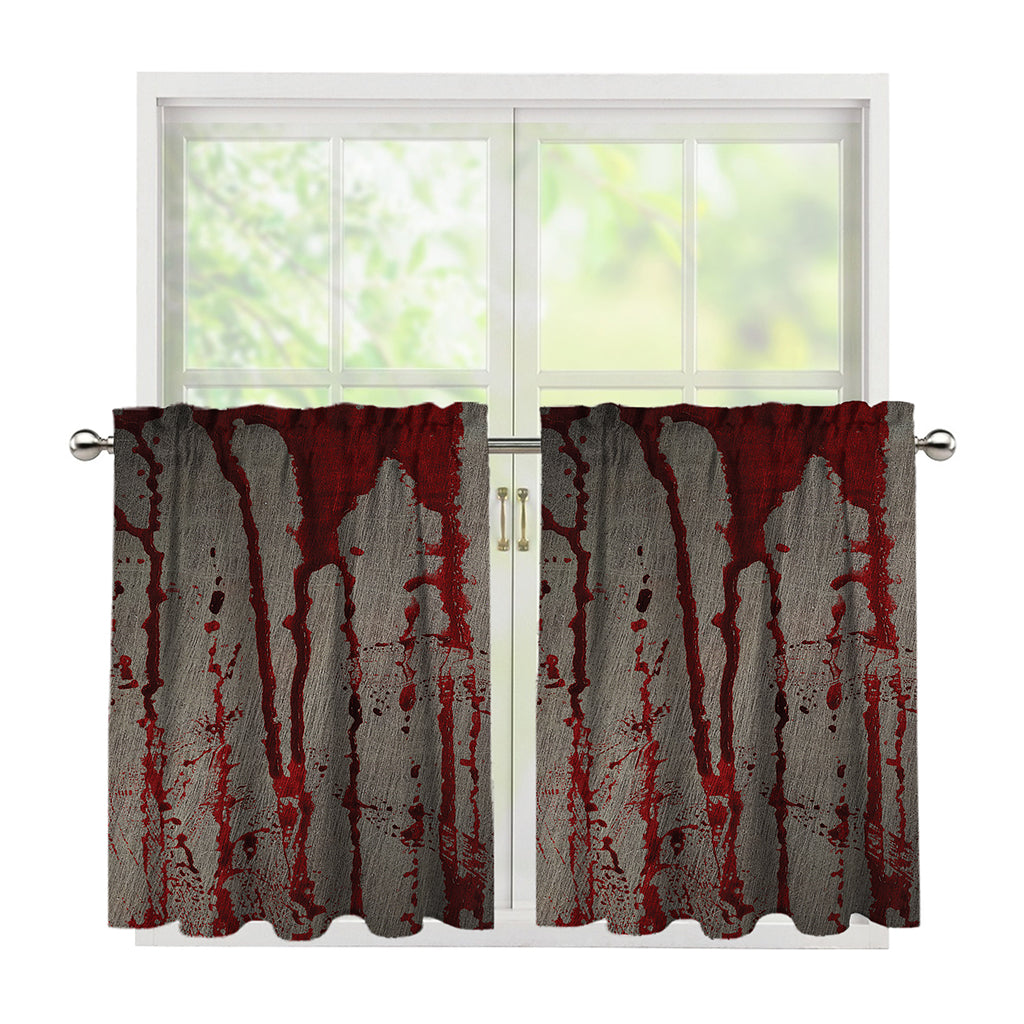 Bloody Metal Wall Print Tier Curtains