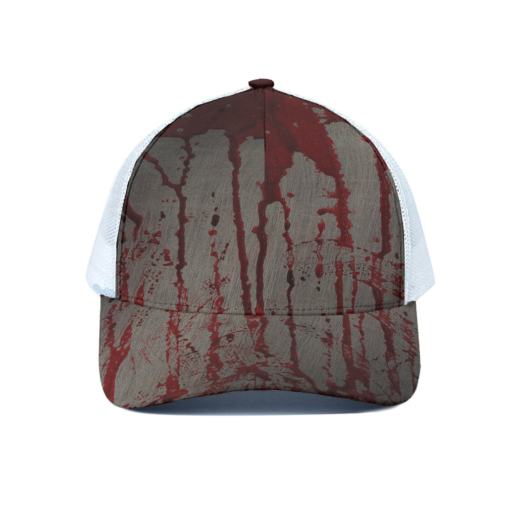 Bloody Metal Wall Print White Mesh Trucker Cap