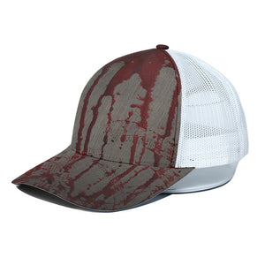 Bloody Metal Wall Print White Mesh Trucker Cap