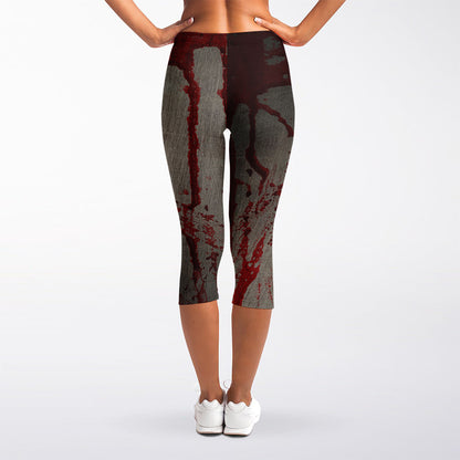 Bloody Metal Wall Print Women's Capri Leggings