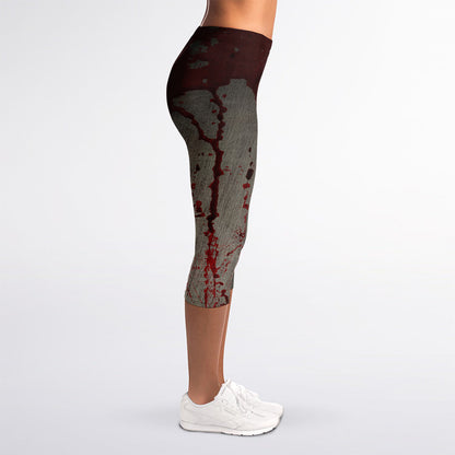 Bloody Metal Wall Print Women's Capri Leggings