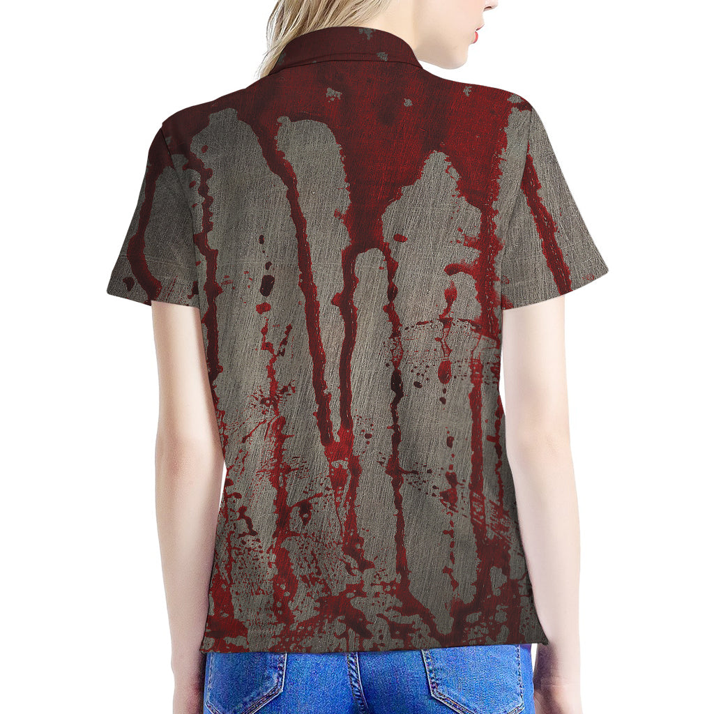 Bloody Metal Wall Print Women's Polo Shirt