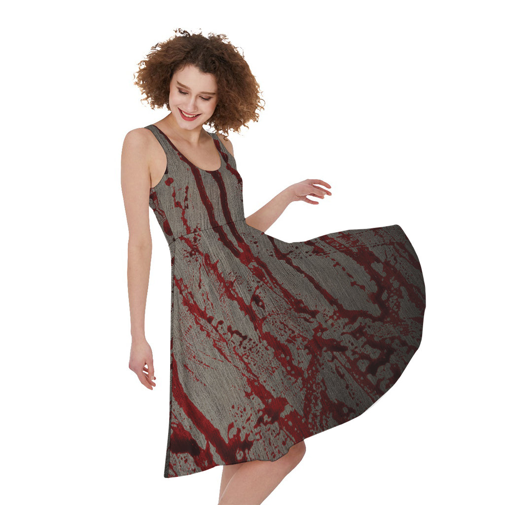 Bloody Metal Wall Print Women's Sleeveless Dress