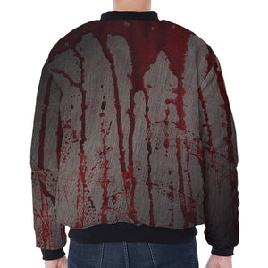 Bloody Metal Wall Print Zip Sleeve Bomber Jacket