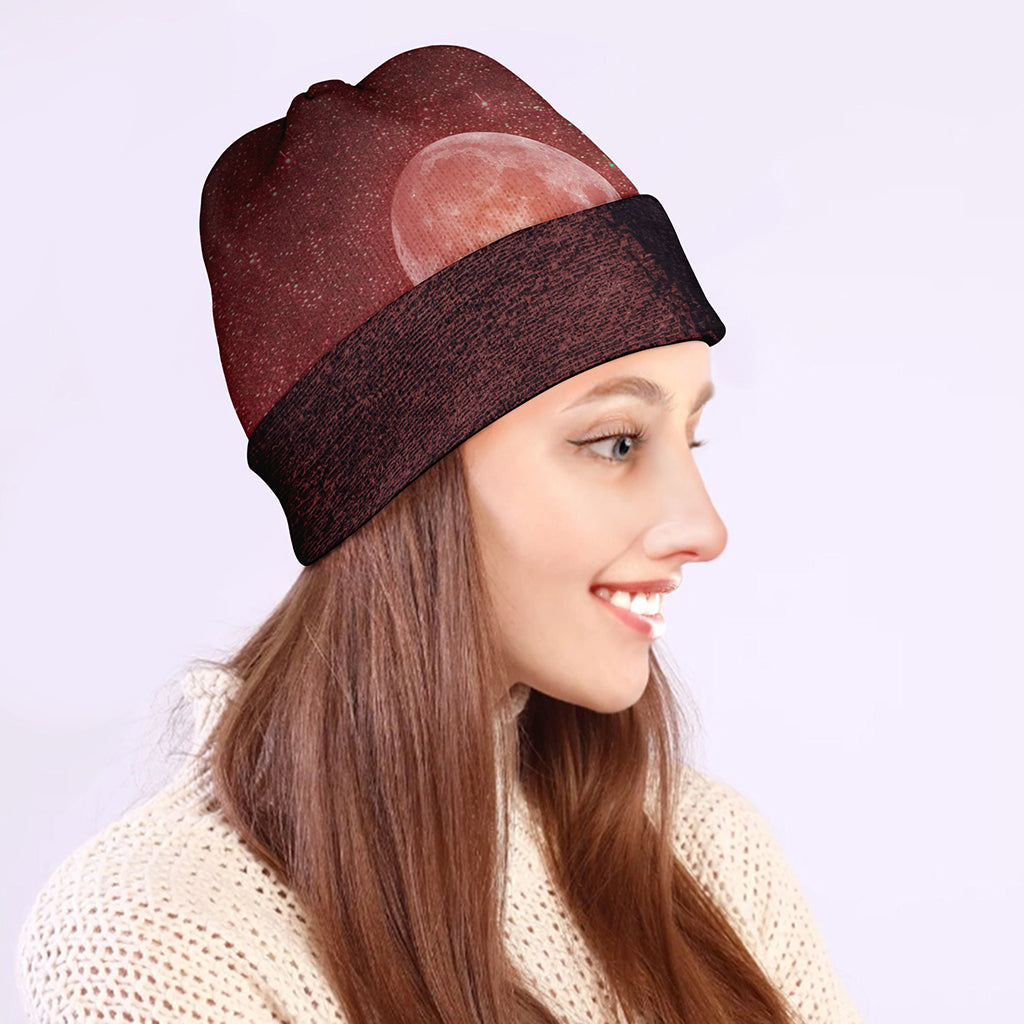 Bloody Moon Pyramid Print Beanie