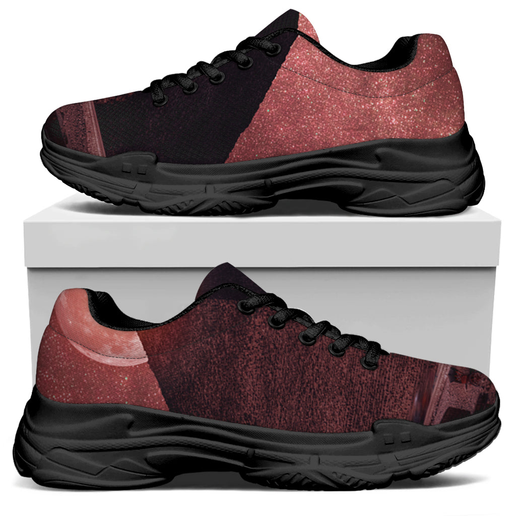 Bloody Moon Pyramid Print Black Chunky Shoes