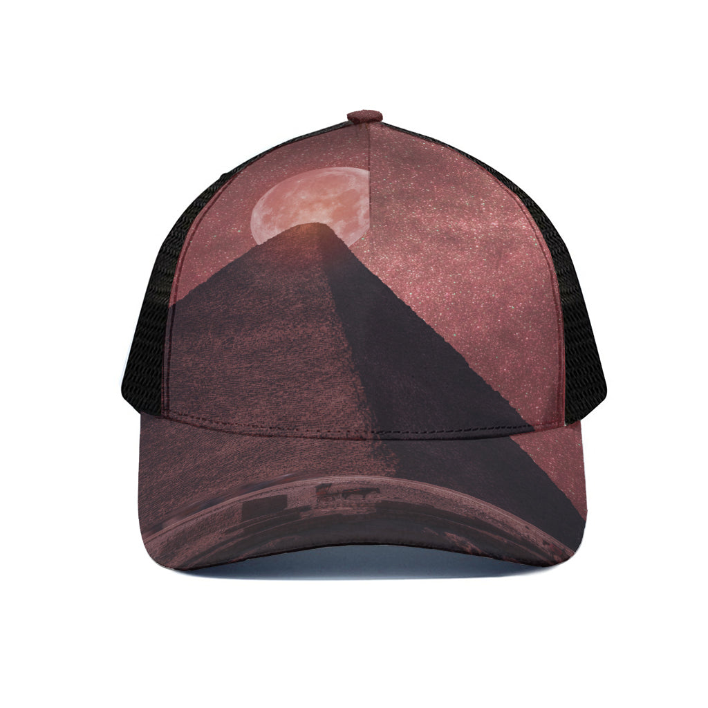 Bloody Moon Pyramid Print Black Mesh Trucker Cap