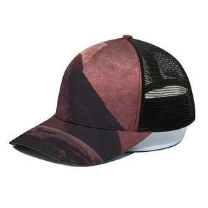 Bloody Moon Pyramid Print Black Mesh Trucker Cap