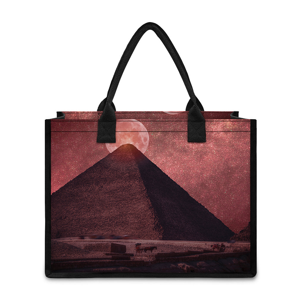 Bloody Moon Pyramid Print Canvas Tote Bag