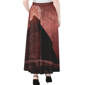 Bloody Moon Pyramid Print Chiffon Maxi Skirt