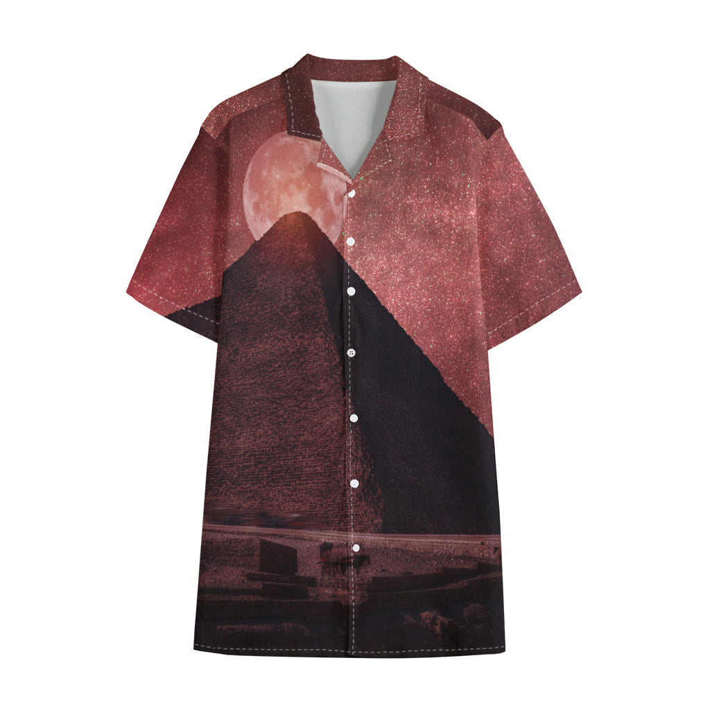 Bloody Moon Pyramid Print Cotton Hawaiian Shirt