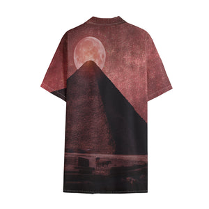 Bloody Moon Pyramid Print Cotton Hawaiian Shirt