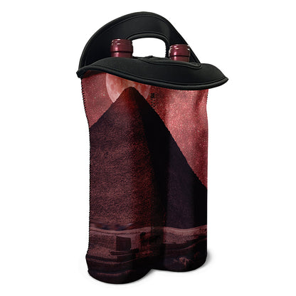 Bloody Moon Pyramid Print Double Neoprene Wine Tote